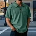 thumbnail image 3 of LODIENY Mens Polo Shirts Quarter Zip Shirts Vintage Casual Classic Lightweight Short Sleeve Golf Collared T-Shirt Tops with Pocket Green XL, 3 of 7