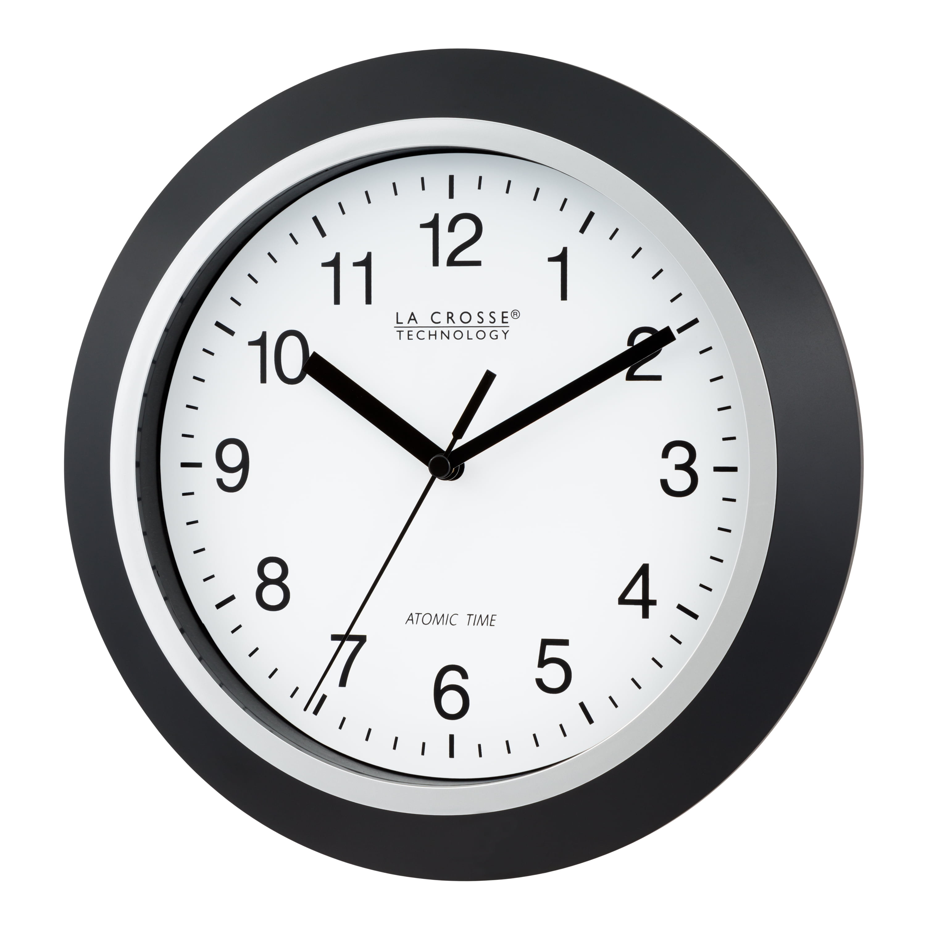 La Crosse Technology 10 inch Classic Black Atomic Analog Wall Clock, WT-3102B