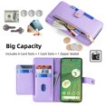 thumbnail image 4 of SaniMore for Google Pixel 7 Case, with Kickstand [Shoulder & Wrist Strap] Flip Zipper Wallet Cash & Card Slots PU Leather TPU Interior Full Body Protection for Google Pixel 7, Purple, 4 of 8