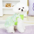 thumbnail image 3 of CBFFDC Puppy Skirt Breathable Mesh Dog Dress Striped Print Buttons Decor Ruffled Hem Contrast Color Patchwork Puppy Summer Skirt, 3 of 6