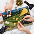 thumbnail image 4 of Winery Cutting Board, Red Wine Bottles with Grapes on Timber Board Tuscany Italian Terrace Scenery, Decorative Tempered Glass Cutting and Serving Board, Large Size, Green Blue Brown, by Ambesonne, 4 of 5