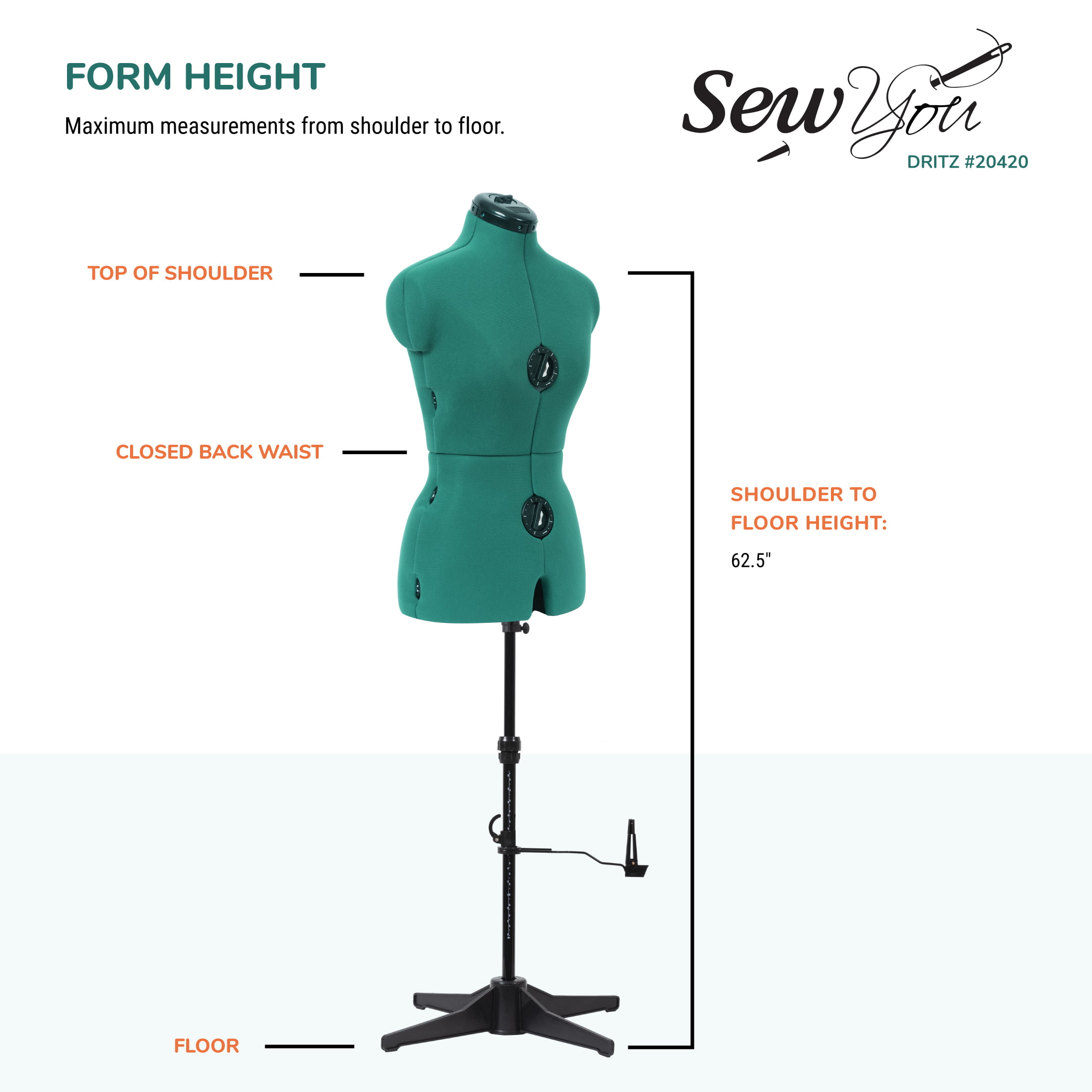Details about   Adjustable Height Neck Bust Back Waist Hips Sew Mannequin Dress Form  Sizes 4-10 