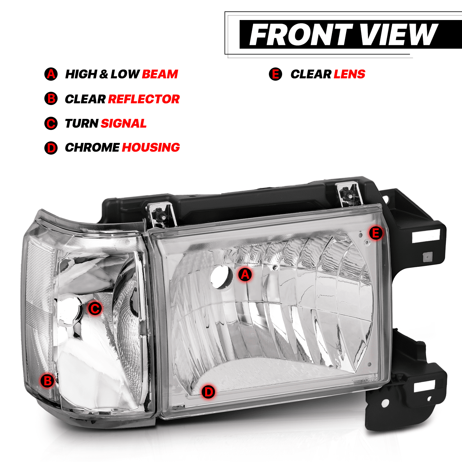 M-AUTO Pair Headlight Assembly for 1987-1991 Ford Bronco F-150