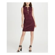 DKNY Womens Burgundy Sleeveless Above The Knee Sheath Formal Dress Size: 12