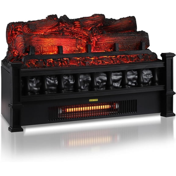 Garvee 20" Electric Fireplace Log Heater, 1500W, Realistic Flame, Mechanical Control, Overheat Protection, Freestanding Winter Heater Insert