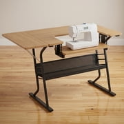 Sew Ready Eclipse Sewing and Craft Table With Adjustable Platform, Black / Maple