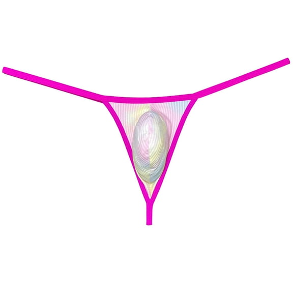 Botmois Men's Thongs Low-rise Soft Mini Tangas Contrast Color Bikini Briefs Ultrathin G-String Comfortable T-Back Underwear Dream Color M