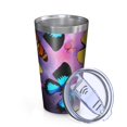 thumbnail image 2 of 16oz Tumblers Purple Yellow Blue Butterfly Pattern Stainless Steel Vacuum Insulated Double Wall Travel Tumbler Cups Mug with Lid and Straw,Cleaning Brush for Coffee,Tea, 2 of 4