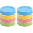 thumbnail image 1 of 8 Pack Colored Plastic Regular Mouth Mason Jar Lids with Sealing Rings Food Storage Caps for Mason Canning Ball Jars, 1 of 7