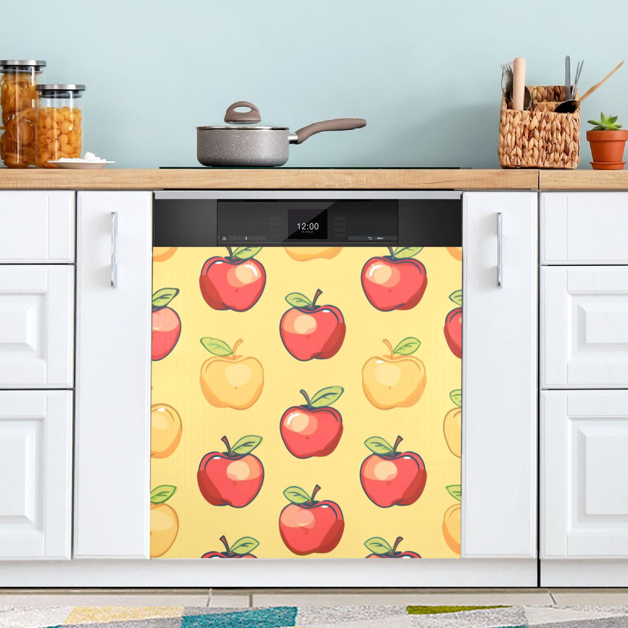 Dishwasher Magnetic Sticker 23x26 Inch Refrigerator Magnetic Sticker Washing Machine Magnetic Sticker Kitchen Panel Magnetic Sticker Home Decor Red and Yellow Apple