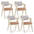 thumbnail image 1 of Costway Modern Accent Chairs Set of 4 with Leathaire Seat Cushions & Sherpa Backrests Gray, 1 of 9