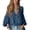 Dark Blue, variant on Wenini Women's Boho V Neck Puff Sleeve Crinkle Fabric Top Loose Drop Shoulder Casual Blouse Top Trendy Travel Shopping Outfit