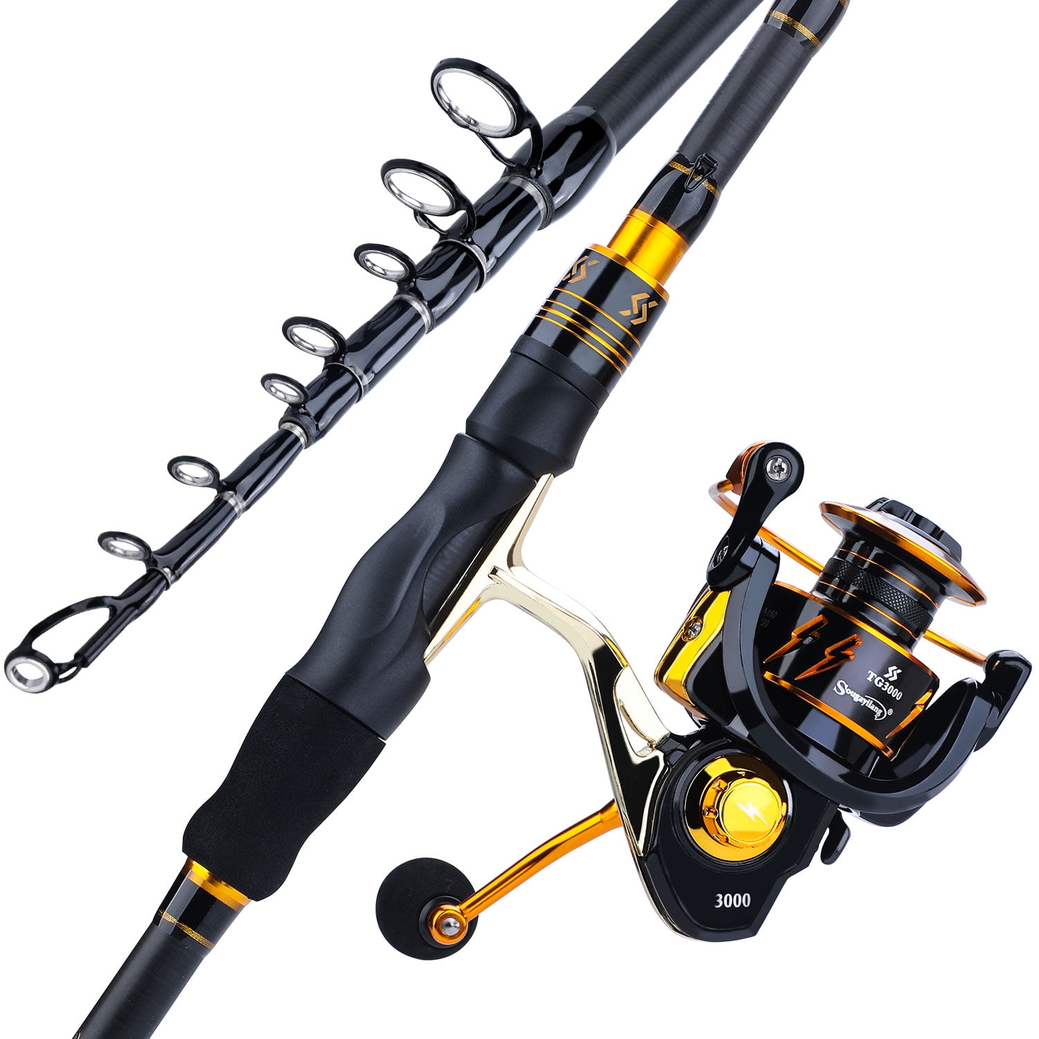 Sougayilang Fishing Combo, MH Fishing Rod and 2000/3000 Spinning Reel Set,  Spinning Fishing Rod and Reel Commbo Fishing Tackle Fishing Gear