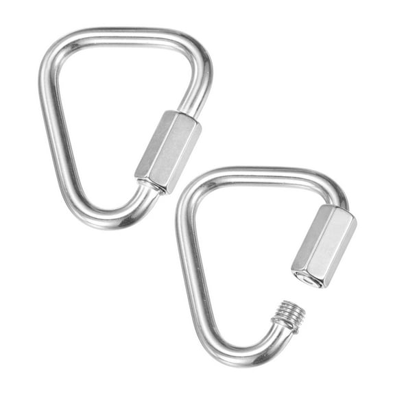 2-Pack Quick Chain Link Connector, M6 1/4" 316 Stainless Steel Triangle Locking Repair Chain Links for Swing/Camping/Hiking/Backpack, Twist Key Ring Screw Chain Link [Silver]