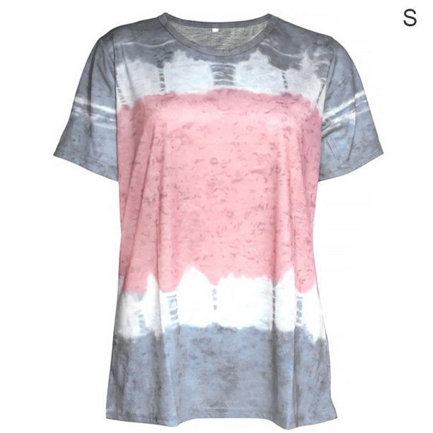Sonducket Camisa de manga corta con cuello y estampado teñido de corbata para mujer Prendas para la parte del cuerpo Gris S Sonducket AP002430-07