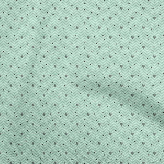 oneOone Georgette Viscose Mint Green Fabric Hearts Print Sewing Craft Projects Fabric Prints By Yard 42 Inch Wide