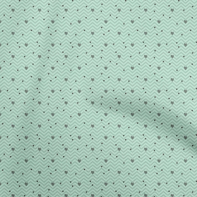 oneOone Georgette Viscose Mint Green Fabric Hearts Print Sewing Craft Projects Fabric Prints By Yard 42 Inch Wide