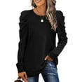 thumbnail image 1 of Womens Sweatshirt Crew Neck Puff Sleeve Pullover Sweaters Winter Clothes Trendy Flowy, 1 of 5
