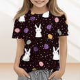 thumbnail image 2 of YOUYEDIAN Girls Easter T Shirts Kids 2026 Festival Cute Bunny Graphic Short Sleeve Shirts Holiday Casual Funny Cotton Outfits (Dark Purple, 13-14 Years), 2 of 5