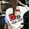 thumbnail image 2 of Sanrio Hello Kitty Cute White T-shirt Women's New Korean Y2k Streetwear Campus Style Black Top Female Oversize 90s Clothes Girls, 2 of 20