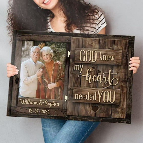 Personalized Engraved Photo Canvas for Couples, Customizable with Names, Date, Handcrafted Anniversary Gift, Wedding Keepsake