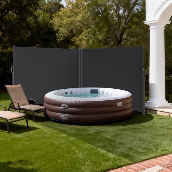 HOMEDEMO Retractable Side Awning 236" x 71" Carbon Gray, Double Side Awning with Privacy Screen Protection , Waterproof & UV-Resistant Outdoor Side Pull Shade, for Patios, Balconies, and Gardens