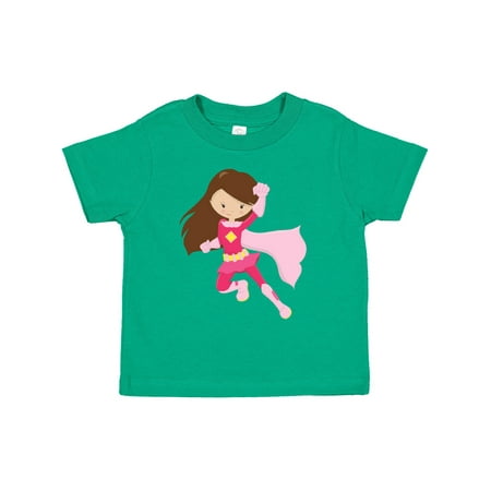 

Inktastic Superhero Girl Cute Girl Brown Hair Pink Cape Gift Toddler Toddler Girl T-Shirt