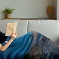 thumbnail image 3 of Driftwood Soft Flannel Fleece Throw Blanket, Natureme Driftwood on a Lake and Moon in Sky Digital Image, Cozy Plush for Indoor and Outdoor Use, 50" x 70", Blue and Apricot, by Ambesonne, 3 of 5