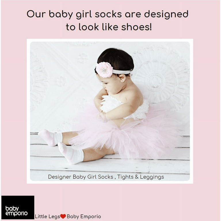 Baby Emporio-Baby girl socks that look like Mary Jane shoes-6 pr