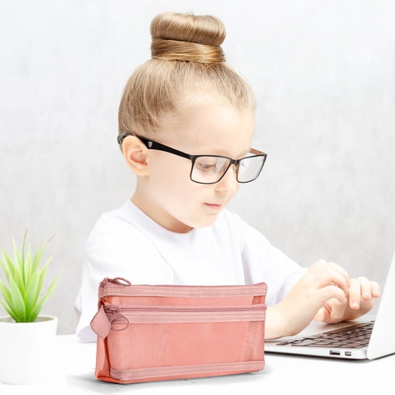 PiGOGI College Dorm Setup Large Capacity Mesh Pencil Pouch for Middle S-chool See-Through S-chool Supplies Organizer