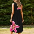 thumbnail image 6 of Fewfanhot Womens Summer Dresses Sleeveless Midi Dress Swing Tank Sundress Pleated Tshirt Dress with Pockets, 6 of 7