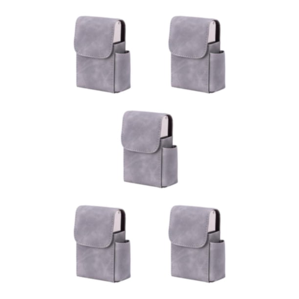 Bewildely Elegante pitillera de PU con tarjetero de visita Estuche para tarjetas de visita de regalo Pitilleras Gris liso Type2 NO2