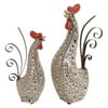 Woodland Imports Metal Rooster with Spotted Pattern - Set of 2