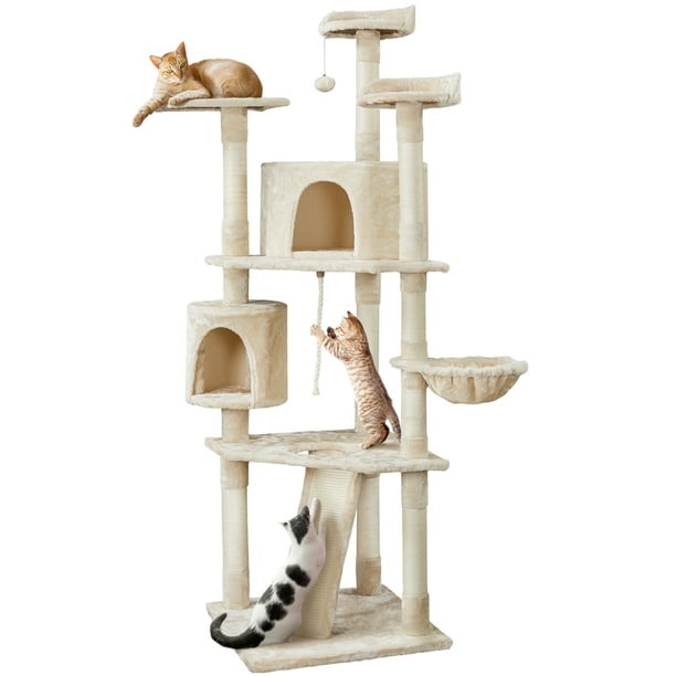 SMILE MART 79" Multilevel Large Cat Tree Condo Tower, Cream