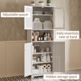 Tall Bathroom Cabinet with Glass Doors, Middle Open Compartment and ...
