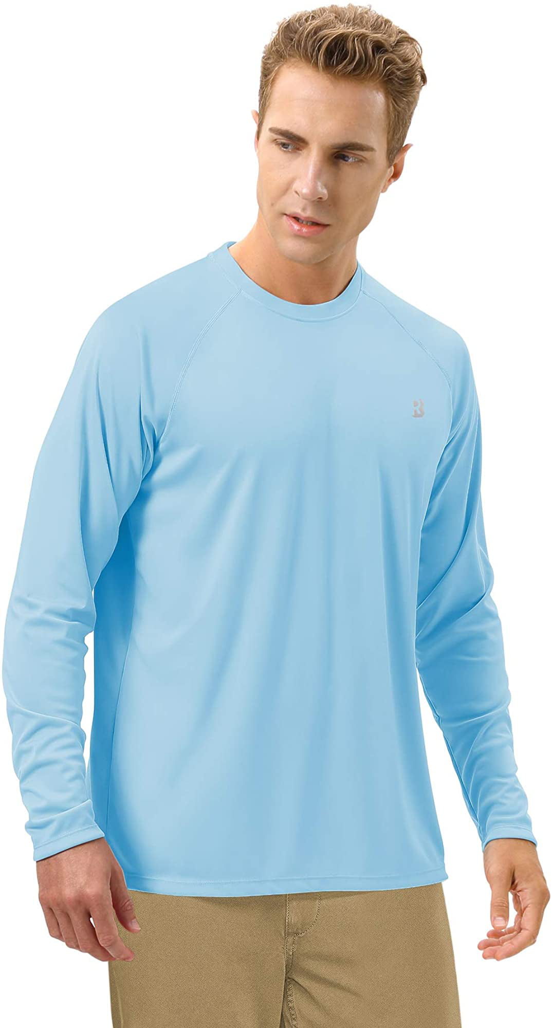 Roadbox Men's UPF 50+ UV Sun Protection Fishing Shirts Quick Dry Long  Sleeve Loose Fit Tee Tops 