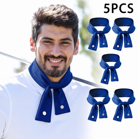 5 Pcs Cooling Towel for Sports, Instant Chill Neck Scarf Blue for Workout Running Gym Outdoor