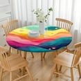 thumbnail image 3 of Colorful Tie Dye Wave Pattern Round Fitted Tablecloth with Elastic Edge,Dining Table Cover Waterproof,Outdoor Round Tablecloth for Camping,Dining,Indoor and Outdoor, 3 of 7
