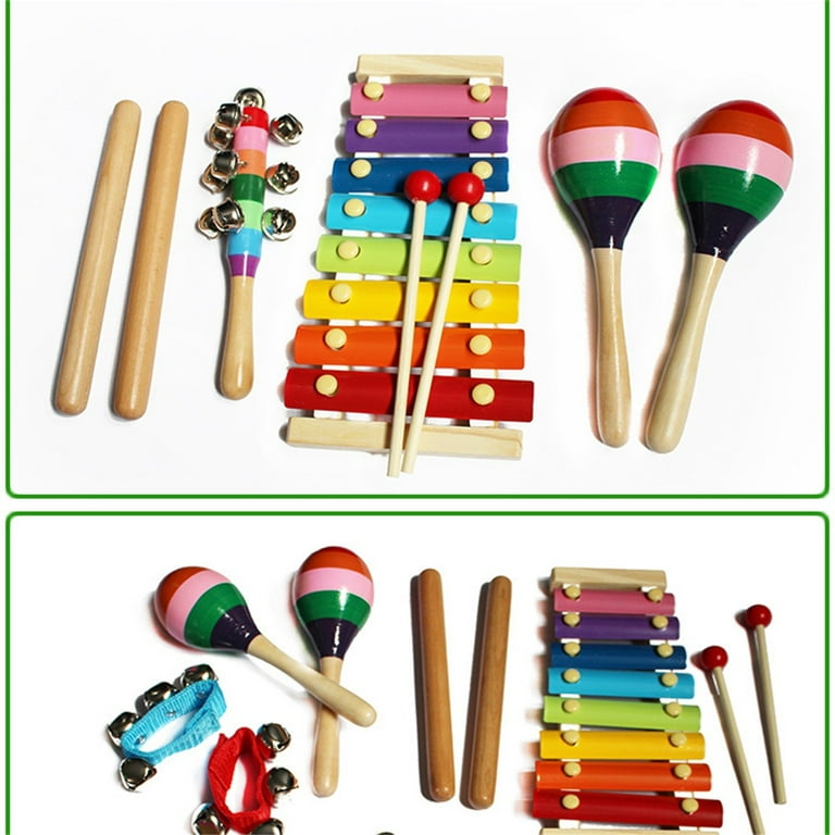 TAIMASI Kids Musical Instruments 33PCS 18 Types Wooden Percussion