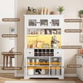 thumbnail image 6 of COZONY 68.7" Farmhouse Coffee Bar Cabinet with LED Light and Power Outlet, Kitchen Hutch with Drawers, Wine Rack for Dining Room, Living Room,White, 6 of 8