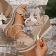 thumbnail image 6 of Womens Sandals Fashion Casual Summer Style Fish Mouth Ruffle Buckle Comfortable Thick-Soled Sandals, 6 of 9