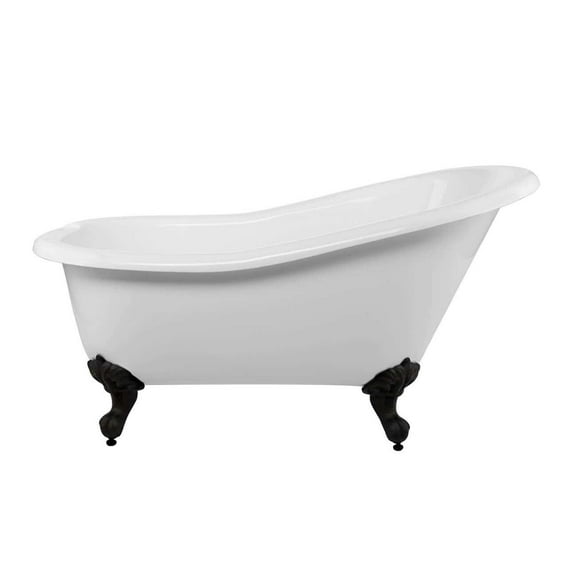 Aurora 57 Inch Acrylic Slipper Clawfoot Tub - Rim Faucet Drillings - Imperial Ball & Claw Feet