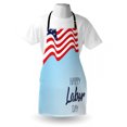 thumbnail image 4 of Labour Day Apron, Waving Flag with Hand Drawn Wording in the Sky, Unisex Kitchen Bib with Adjustable Neck for Cooking Gardening, Adult Size, Night Blue, by Ambesonne, 4 of 4