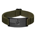 thumbnail image 2 of Pulsera con inicial de bandera para hombre | Banda elástica ajustable de nylon elástico | Cuenta de letra de acero inoxidable | Joyería personalizada del alfabeto | Regalos para esposo, padre, 2 of 6