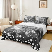 jejeloiu Cute Butterflies Twin Sheet Sets,Chic Moth Twin Fitted Sheet,Sliver Gray Diamond Flat Sheet For Girls,Ultra Soft Home Decor,3 Pieces