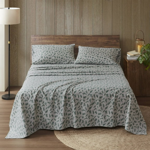 3 Pieces Twin 100% Cotton Flannel Printed Sheet Set,Pine Branches