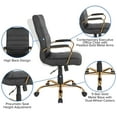 thumbnail image 6 of Emma + Oliver High Back Black LeatherSoft Executive Swivel Office Chair with Gold Frame/Arms, 6 of 13