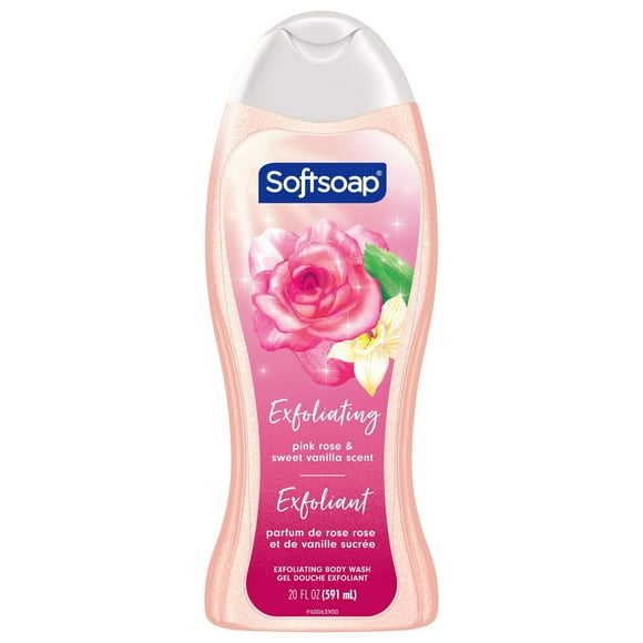 Le Gel Douche Exfoliant Softsoap, Lustrous Glow Rose and Vanilla, 591 mL 591 ml