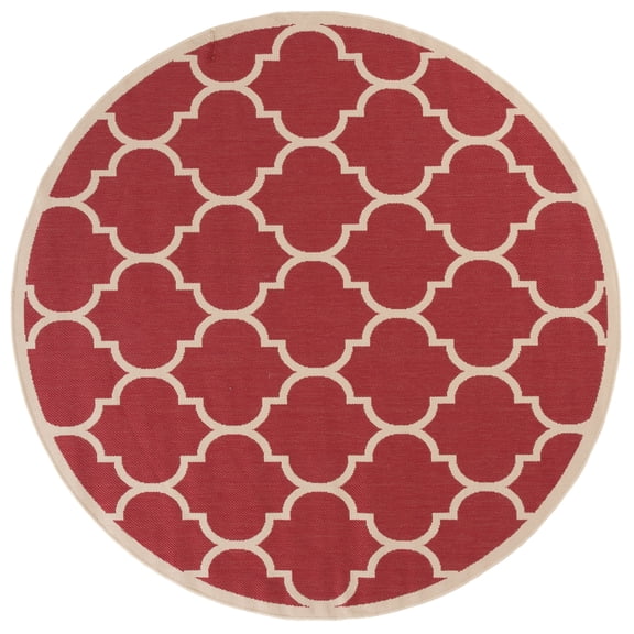 Safavieh Courtyard Alyssa Geometric Indoor/Outdoor Area Rug, Red/Bone, 6'7" x 6'7" Round
