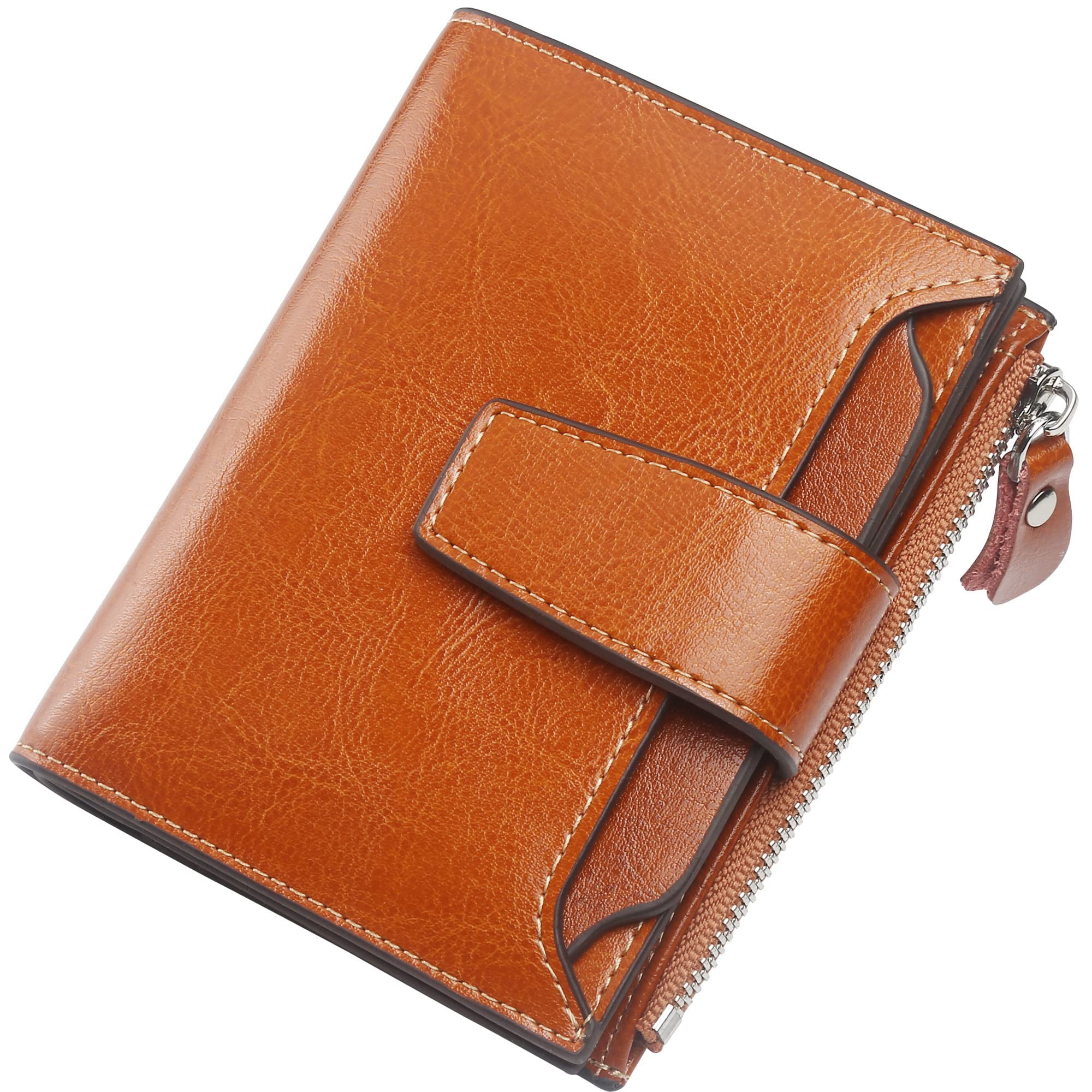 Compact Women's Wallet RFID Blocking Leather Bifold Wallet with ID